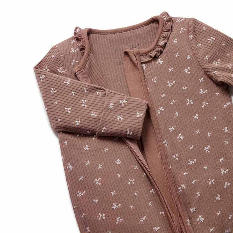 Baby Mori Mauve Ruffle Sleepsuit - Image 2