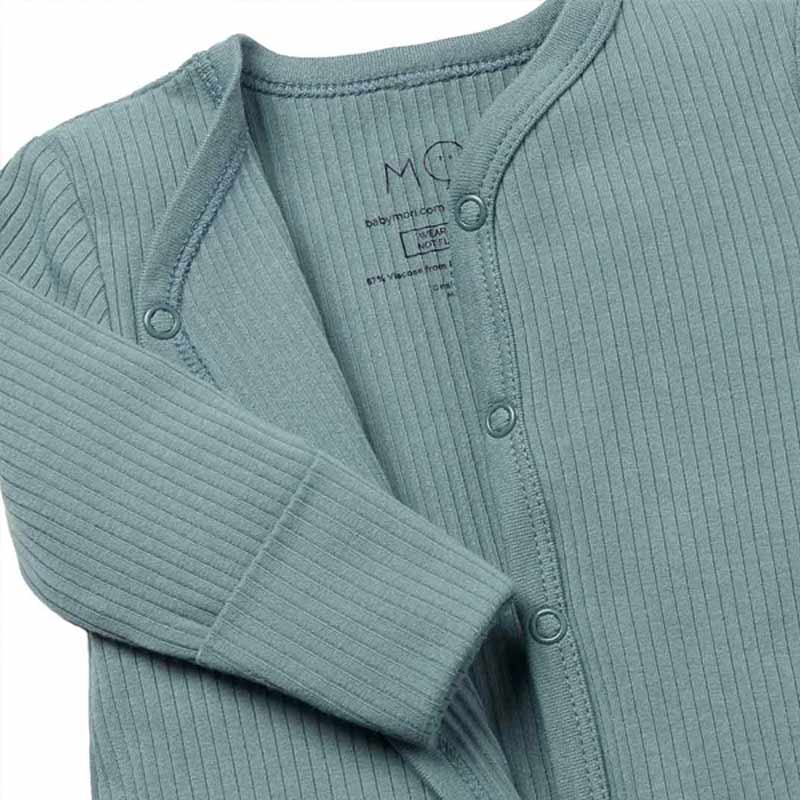 Baby Mori Ribbed Sleepsuit - Blue - Image 2
