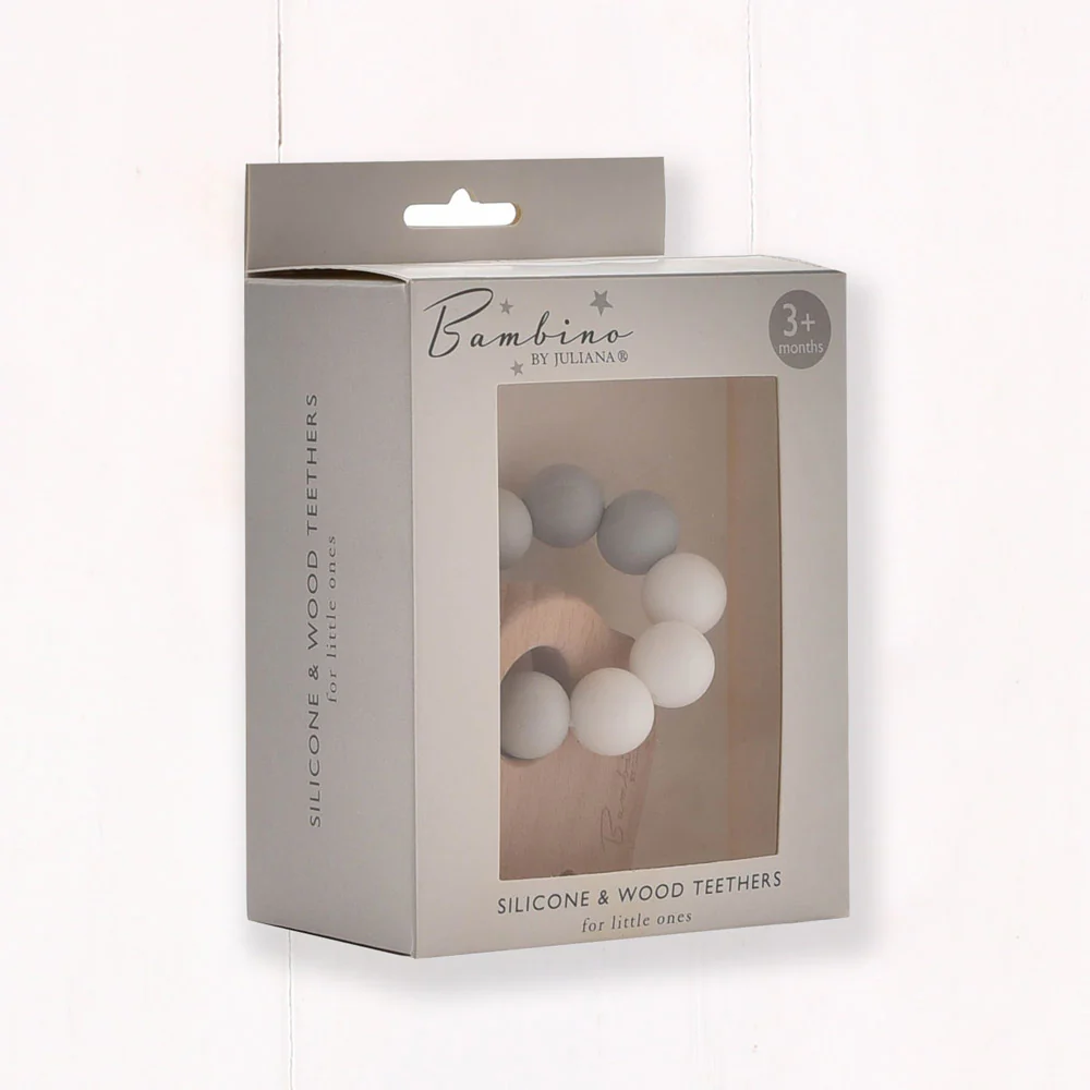 Bambino Wooden Elephant Ombre Teething Toy Grey - Image 2