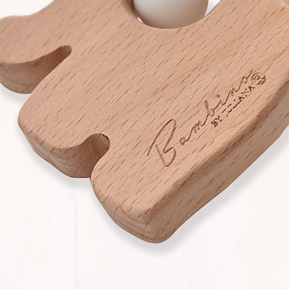 Bambino Wooden Elephant Ombre Teething Toy Grey - Image 3