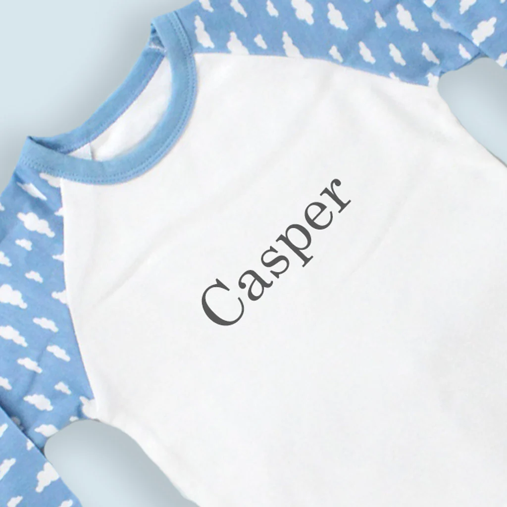 Blue Cloud Print Children's Pyjamas 1-2 Years - Personalise - Image 2