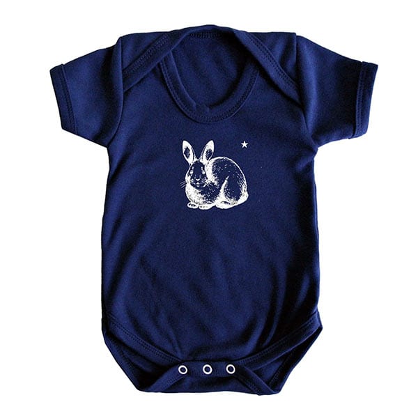 Bodysuit, Navy Bunny Print, Cotton