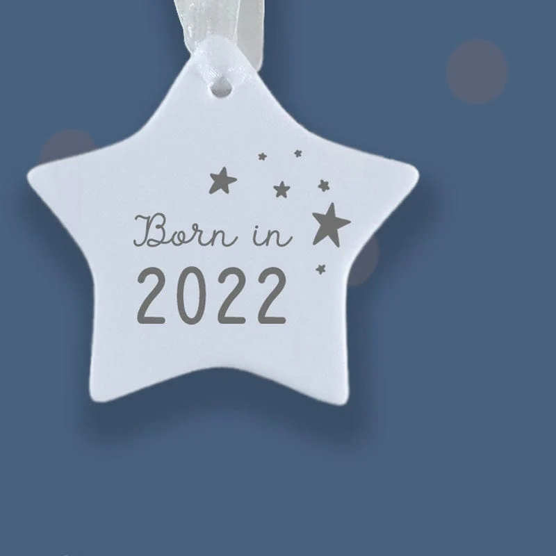 Born in 2022 Hanging Ceramic Star Decoration - Image 2