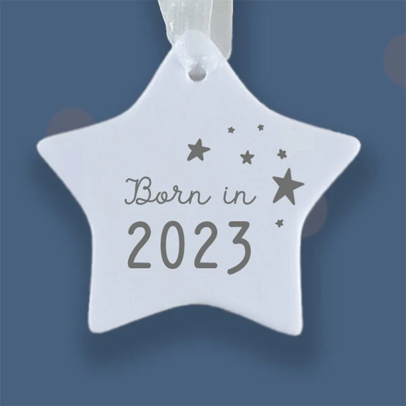 Born in 2023 Hanging Ceramic Star Decoration - Image 2