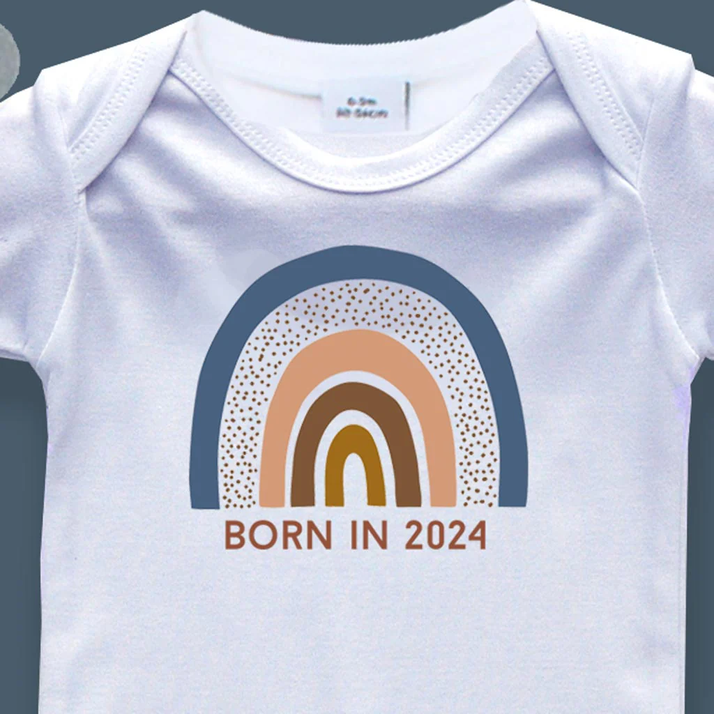 Born In 2024 Boho Rainbow Baby Sleepsuit 0-3 months - Image 2