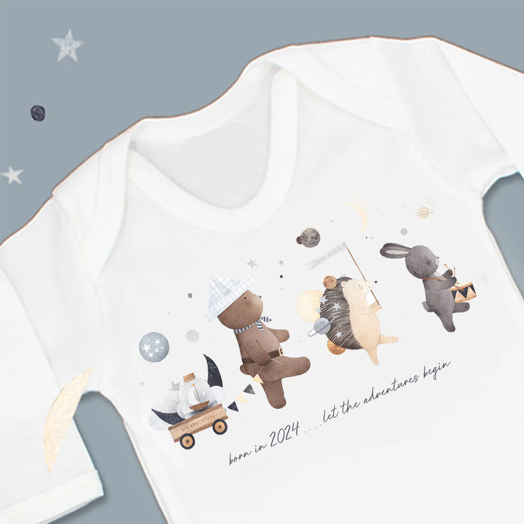 'Born In 2024...Let the Adventures Begin' Baby Sleepsuit 0-3 months - Image 2