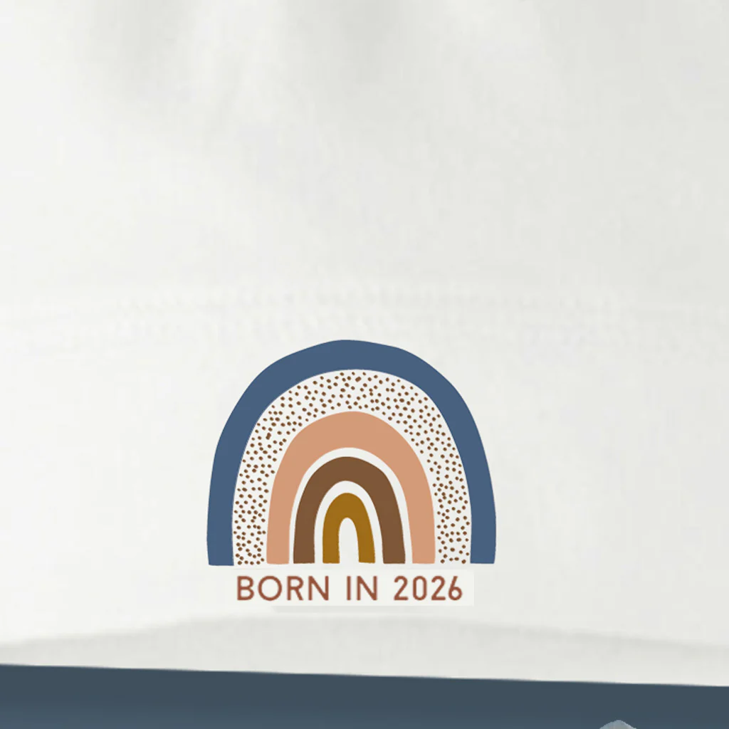 Born In 2026 Boho Rainbow White Knotted Hat 0-6 months - Image 2