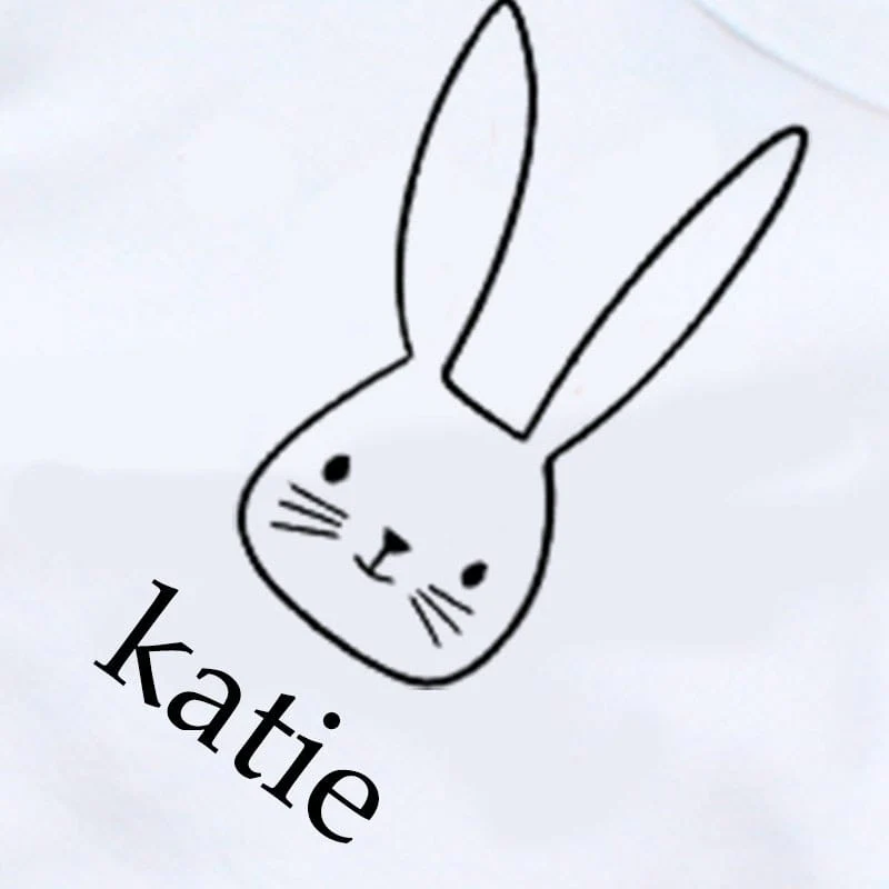 Bunny Face Red & White Stripe Baby Outfit - Personalise - Image 2