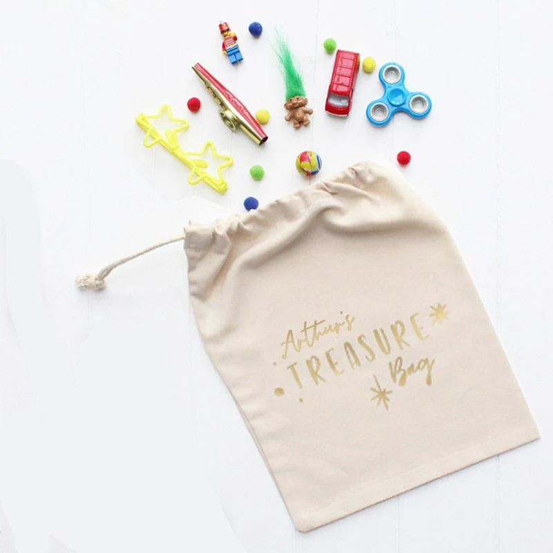 Children's Drawstring Treasure Bag With Personalise Name