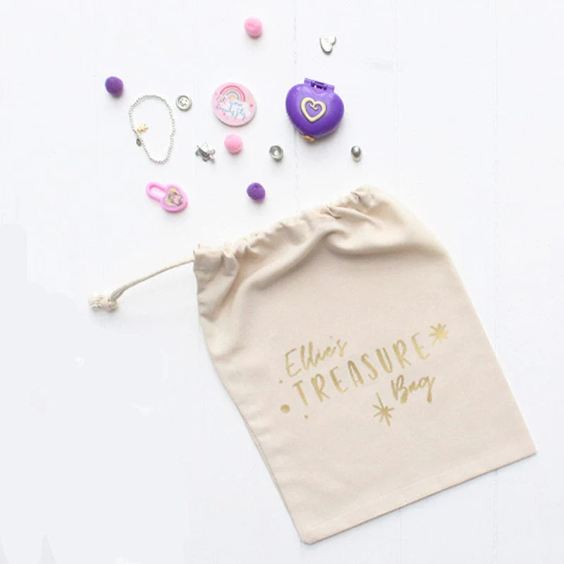 Children's Drawstring Treasure Bag With Personalise Name - Image 2