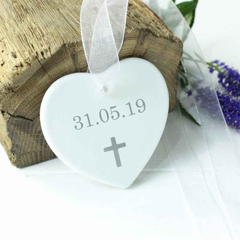 Christening Ceramic Hanging Heart Keepsake - Personalise - Image 2