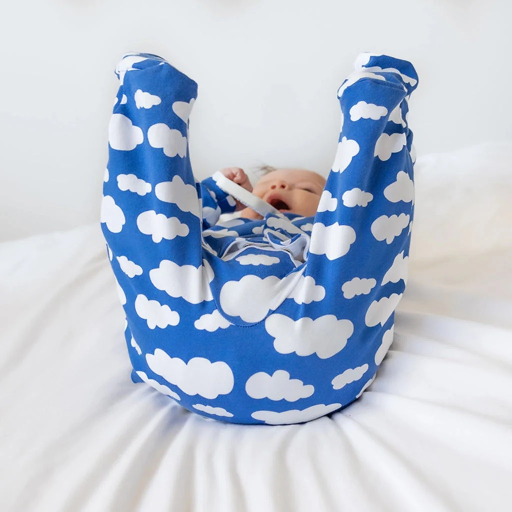 Fred & Noah Blue Cloud Print Cotton Sleepsuit - Image 2