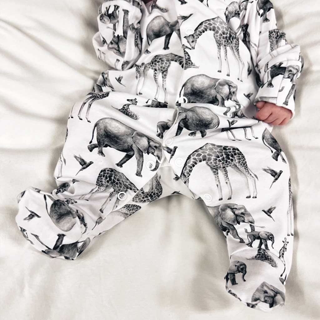 Fred & Noah Safari Print Cotton Sleepsuit - Image 2