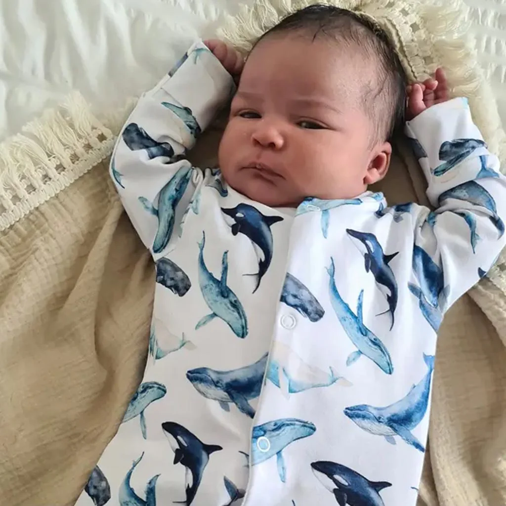 Fred & Noah Whale Print Cotton Sleepsuit - Image 2