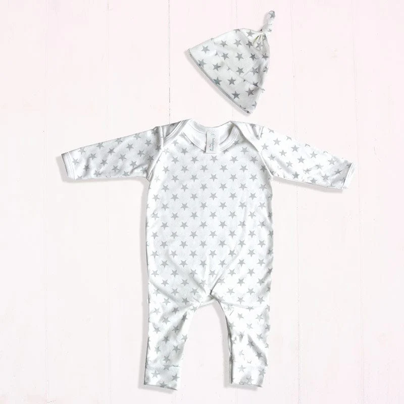 Grey & White Star Print Baby Outfit Set