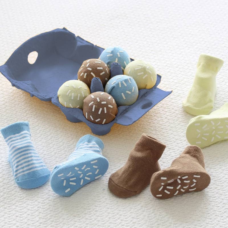 Ice Cream Baby Socks Eggbox Gift Set - Blue
