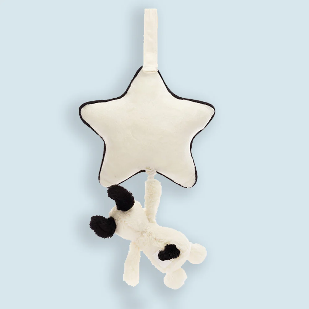Jellycat Bashful Black & Cream Puppy Musical Pull Toy - Image 2