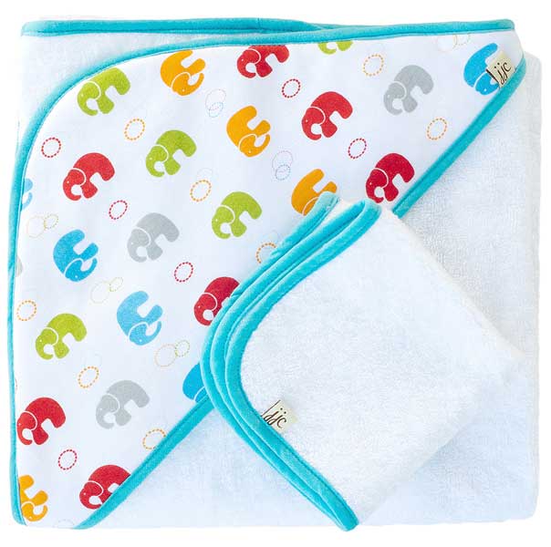 JJ Cole Bright Elephants Towel and Wash Cloth Set
