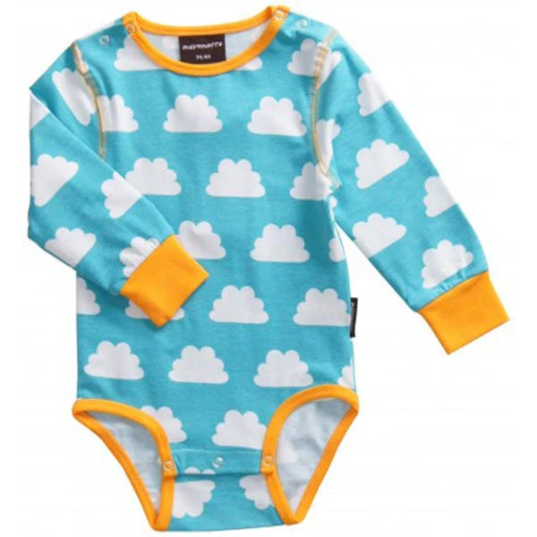 Maxomorra Blue Clouds Baby Body Suit - Image 2