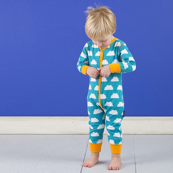 Maxomorra Blue Clouds Baby Romper Suit