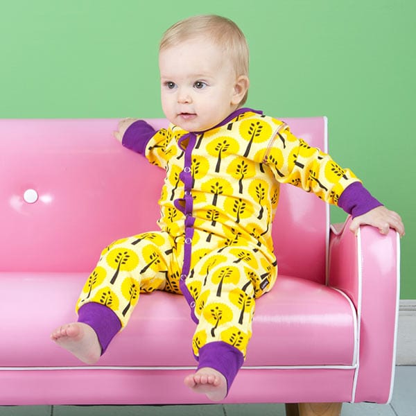 Maxomorra Yellow Trees Unisex Rompersuit - Image 2