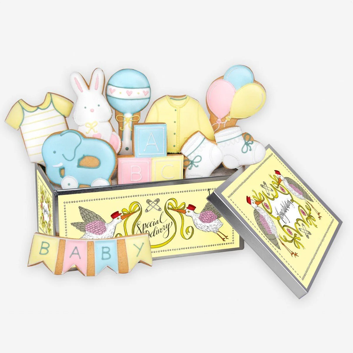 Luxury New Baby Biscuit & Champagne Gift Box by Biscuiteers - Image 2
