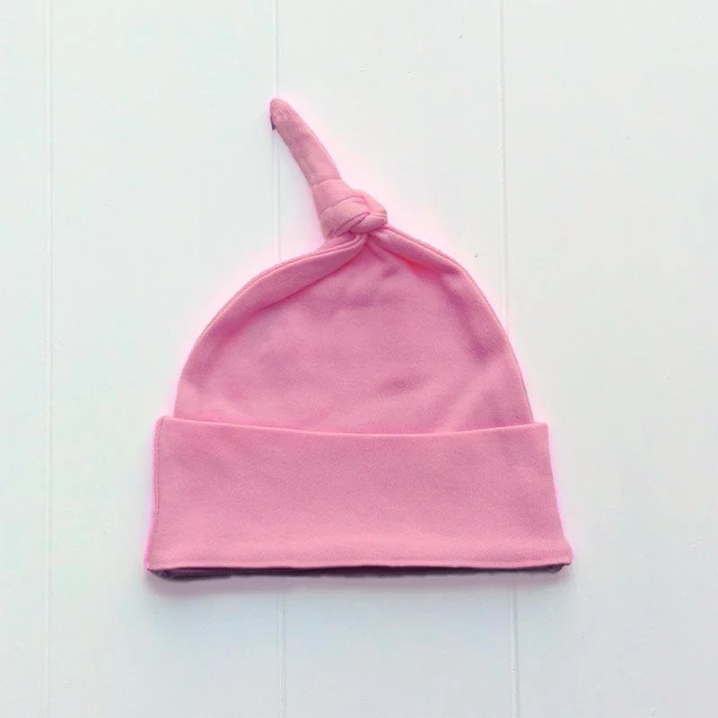 Newborn Baby Girls Pink Knotted Hat
