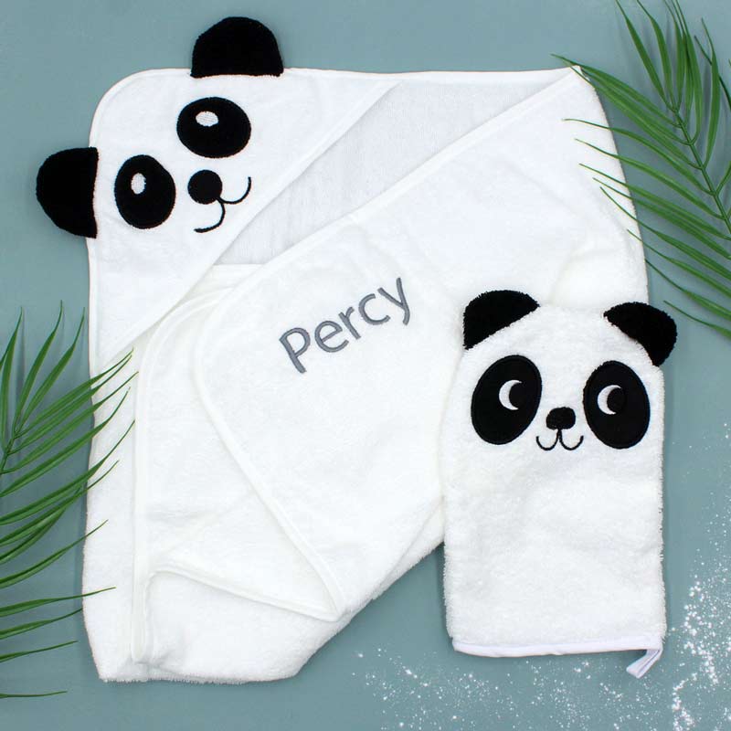 Panda Baby Towel and Wash Mitt Set