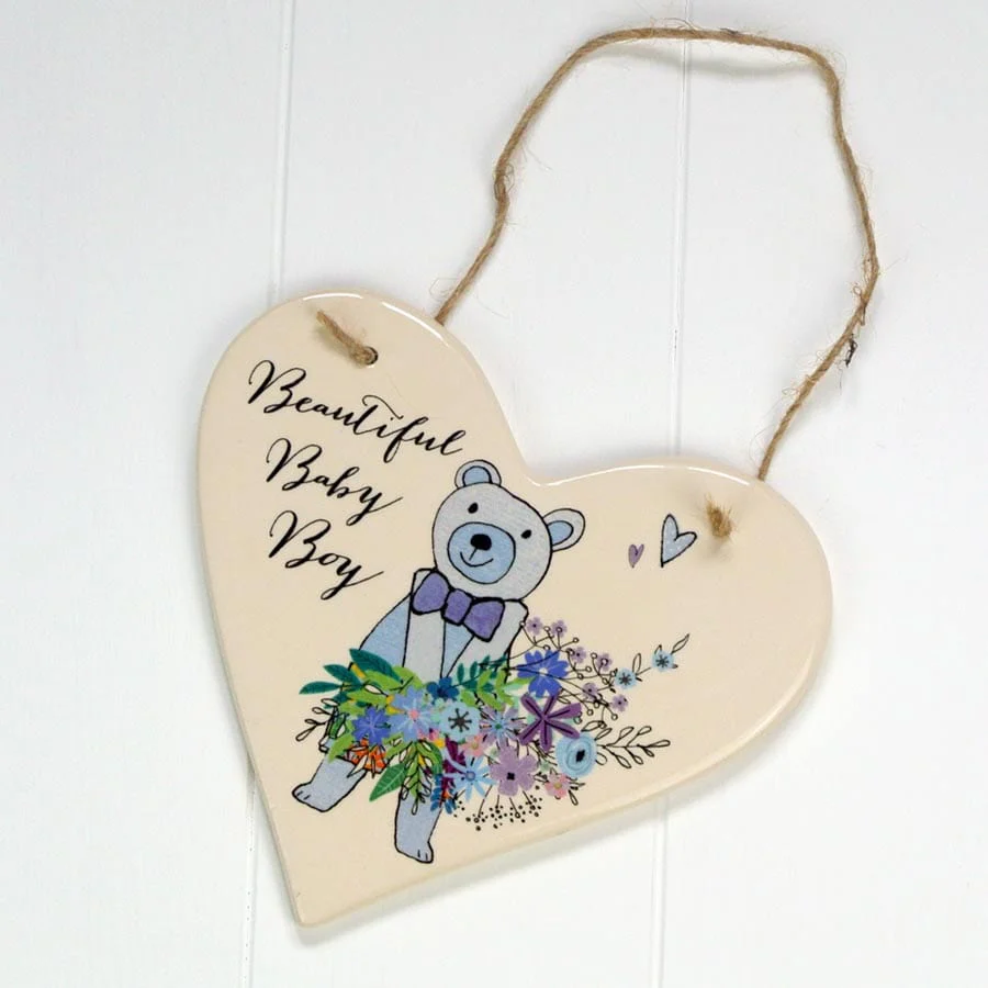 Peel and Sardine Boys Hanging Ceramic Heart