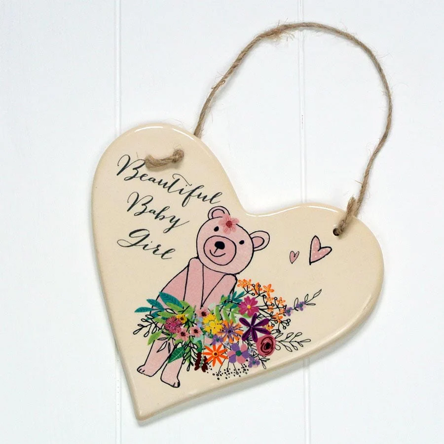 Peel and Sardine Girls Hanging Ceramic Heart