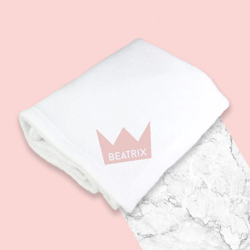 Personalise Pink Crown Cotton Blanket