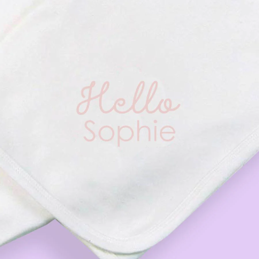 Personalised Baby Blanket White 'Hello Baby' - Image 2