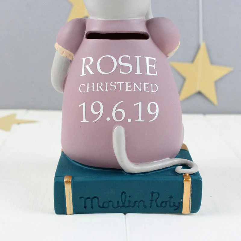 Moulin Roty Personalised Baby Money Box - Mouse - Image 3