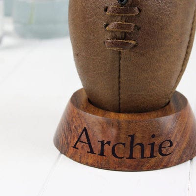 Personalised Vintage Rugby Ball and Stand For Baby - Image 2