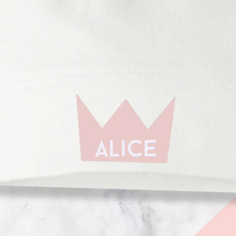 Pink Crown Baby Knotted Hat - Personalise - Image 2