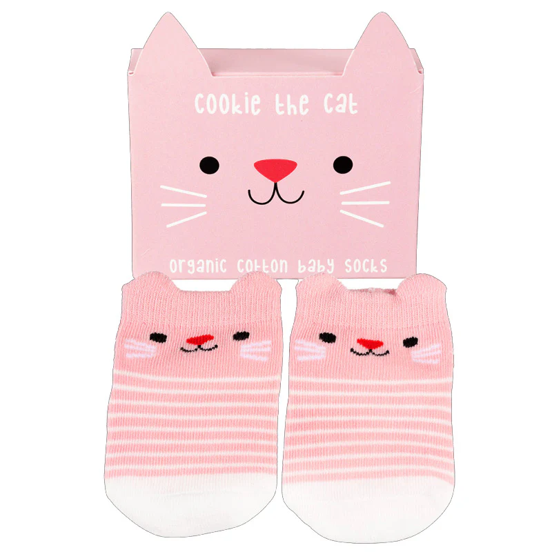 Rex London Cookie The Cat Pink Baby Socks - Image 2