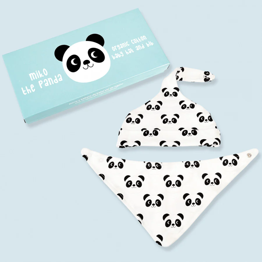 Rex London Panda Baby Hat & Bib Set - Image 2