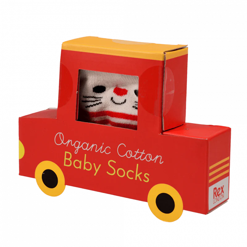 Rex London Red Cat Baby Socks - Image 2
