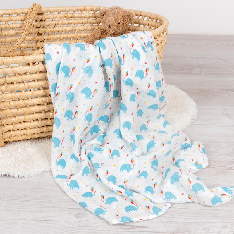 Rex London Swaddle Blanket - Elephant Party