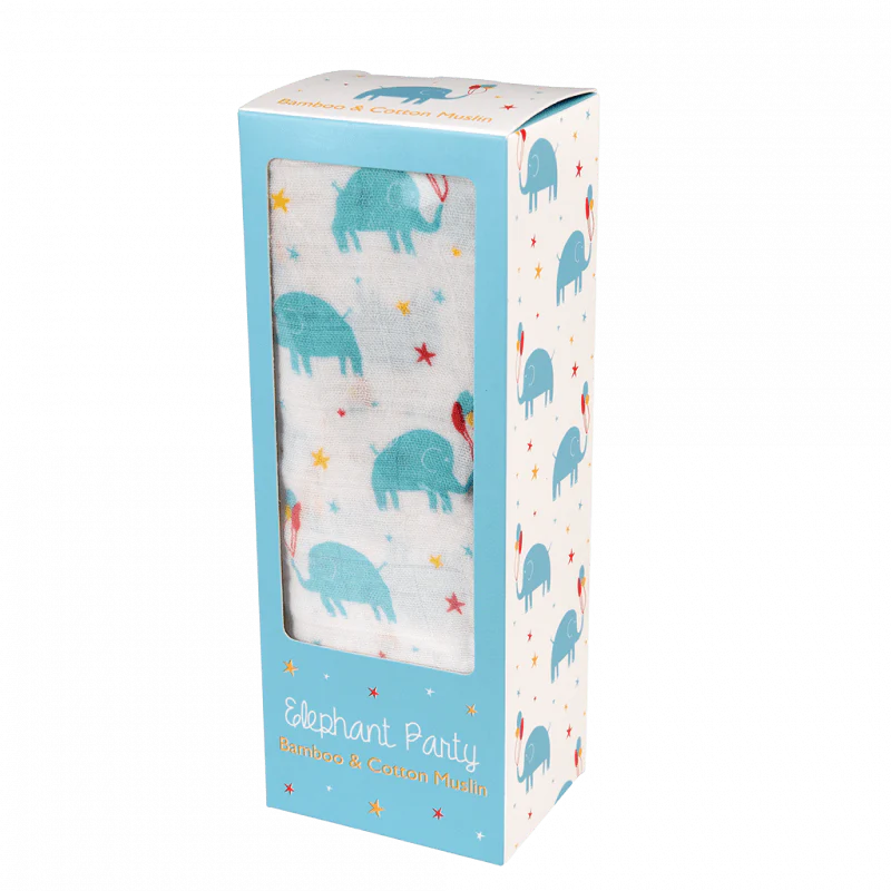 Rex London Swaddle Blanket - Elephant Party - Image 2