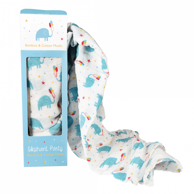 Rex London Swaddle Blanket - Elephant Party - Image 3