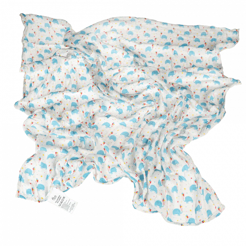 Rex London Swaddle Blanket - Elephant Party - Image 4