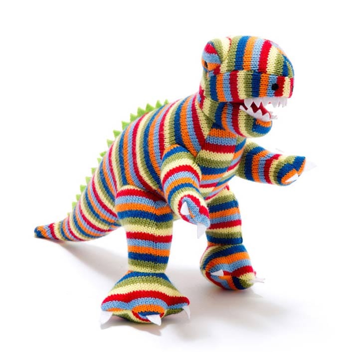 Rex the Dinosaur Rattle - Multi Stripe