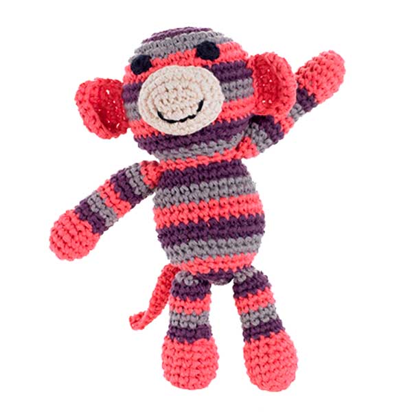 Best Years Stripey Coral Pink Crochet Cheeky Monkey