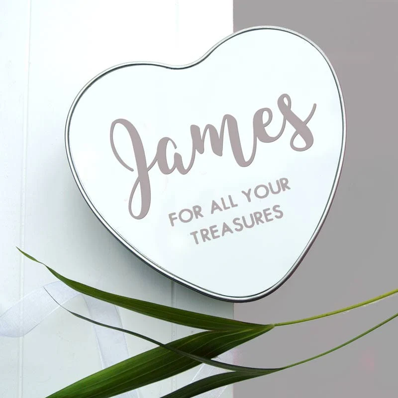Personalised Baby Heart Keepsake Tin - Grey