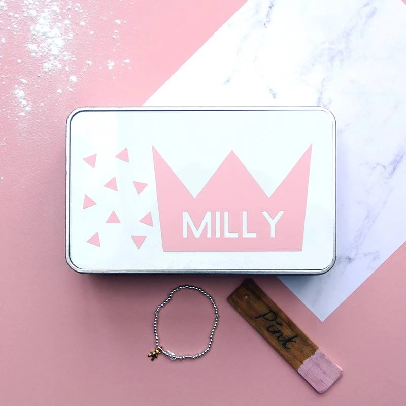 Personalised Baby Keepsake Tin - Pink
