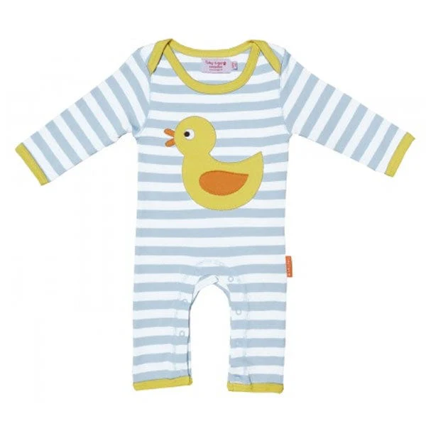 Toby Tiger Duck Applique Stripe Sleepsuit Unisex