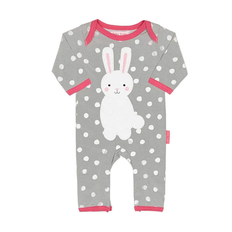 Toby Tiger Girl's Bunny Applique Spot Rompersuit