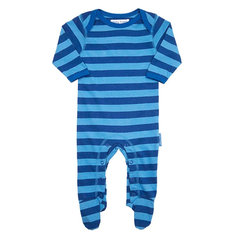 Toby Tiger Multi Bright Blue Stripe Sleepsuit