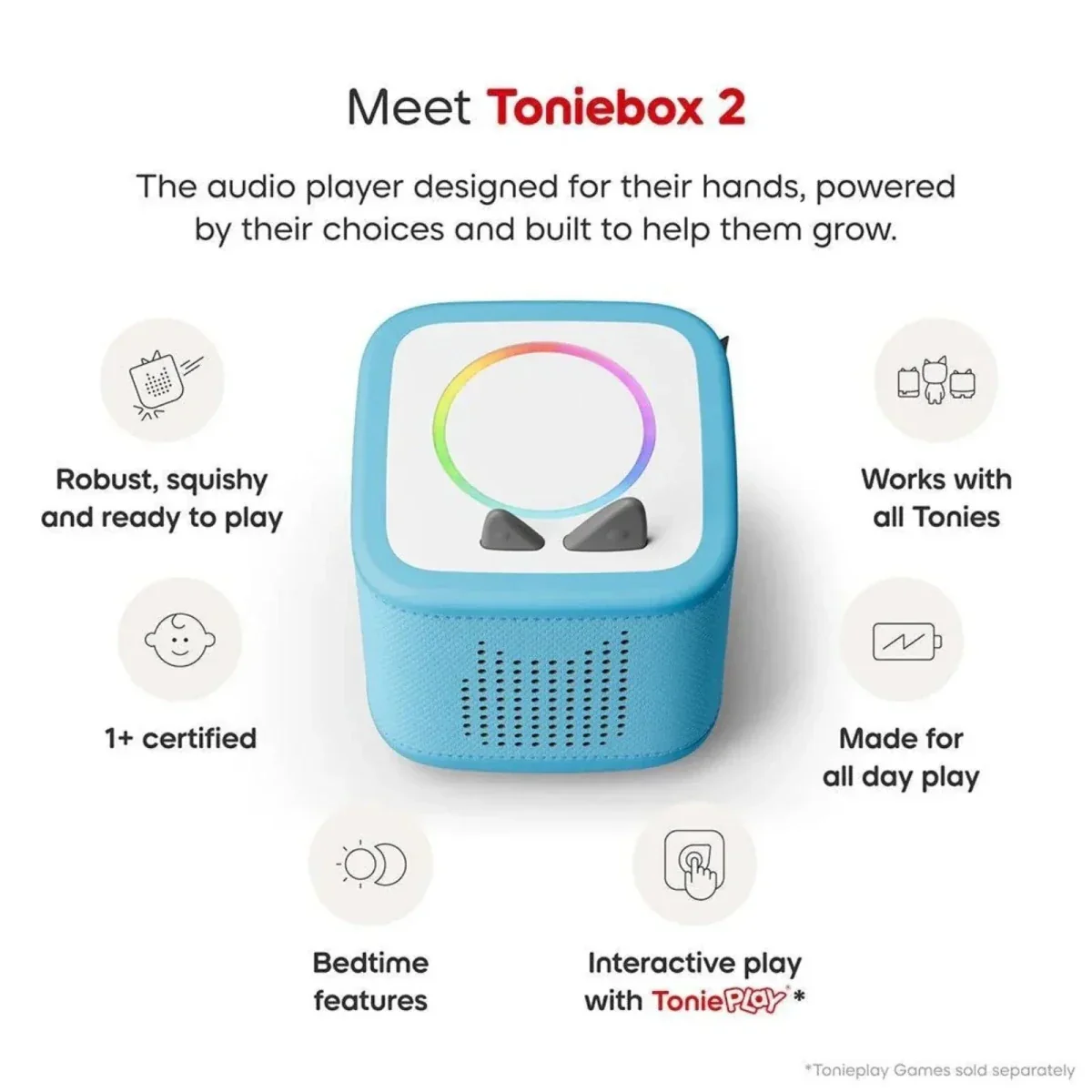 Tonies Toniebox 2 Cloud Starter Set with Creative Tonie Rubie - Sky Blue - Image 4